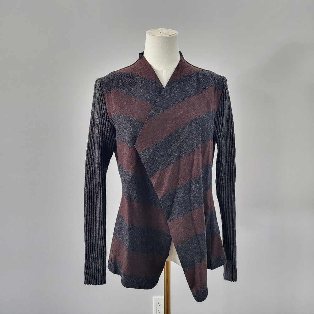Iris Setlakwe Draped Asymmetrical Wool Blend Cardigan Jacket 8